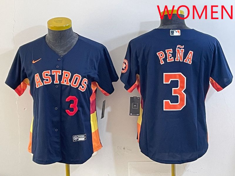 Women Houston Astros #3 Pena Blue City Edition 2025 Nike MLB Jersey style 2